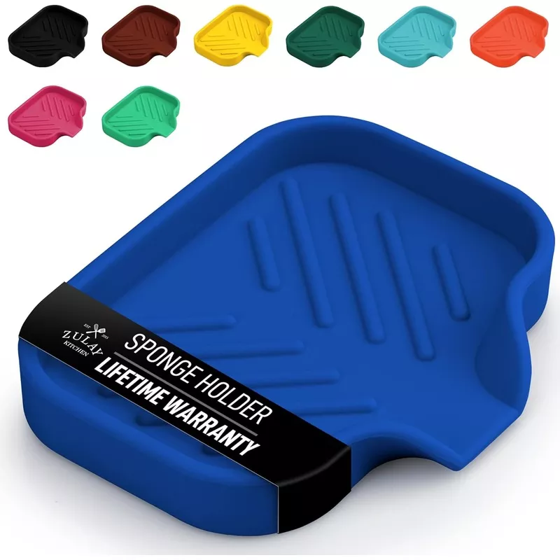 zulay-kitchen-small-silicone-sponge-holder-4-9x3-3-space-saving-sink-organizer-t Zulay Kitchen Small Silicone Sponge Holder (4.9x3.3) Space-Saving Sink Organizer Tray for Sponge, Soap, Brush & More Compact Non-Slip Dish for Kitchen & Bathroom (Canyon Rose)